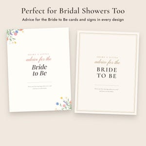 Wedding Advice Cards Printable, Newlywed and Bride to Be Cards, Signs, 5 Designs image 7