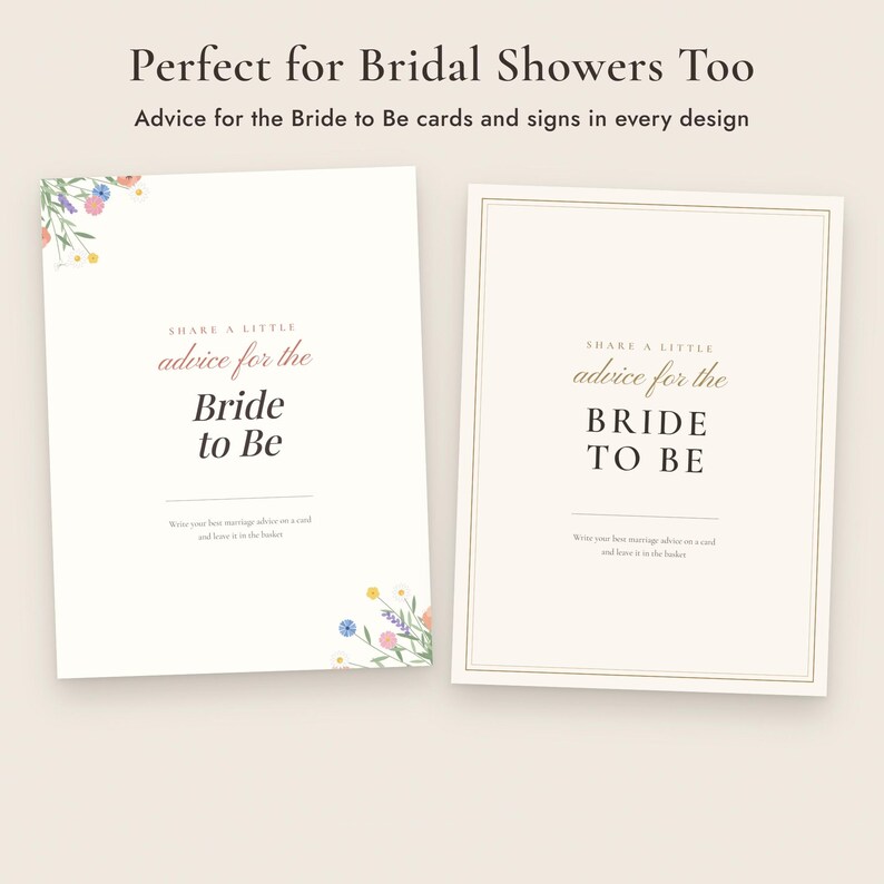 Wedding Advice Cards Printable, Newlywed and Bride to Be Cards, Signs, 5 Designs image 7