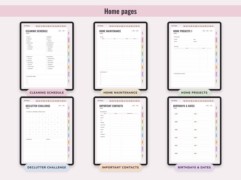 Printable Life Planner, Undated US Letter and Digital PDF, Goals, Budget, Health, Home Pages image 7