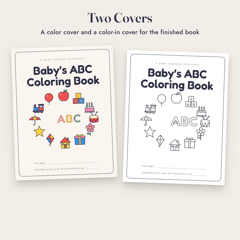 Baby Shower Coloring Book, ABC Guest Activity, Alphabet Coloring Pages, Keepsake Printable image 6