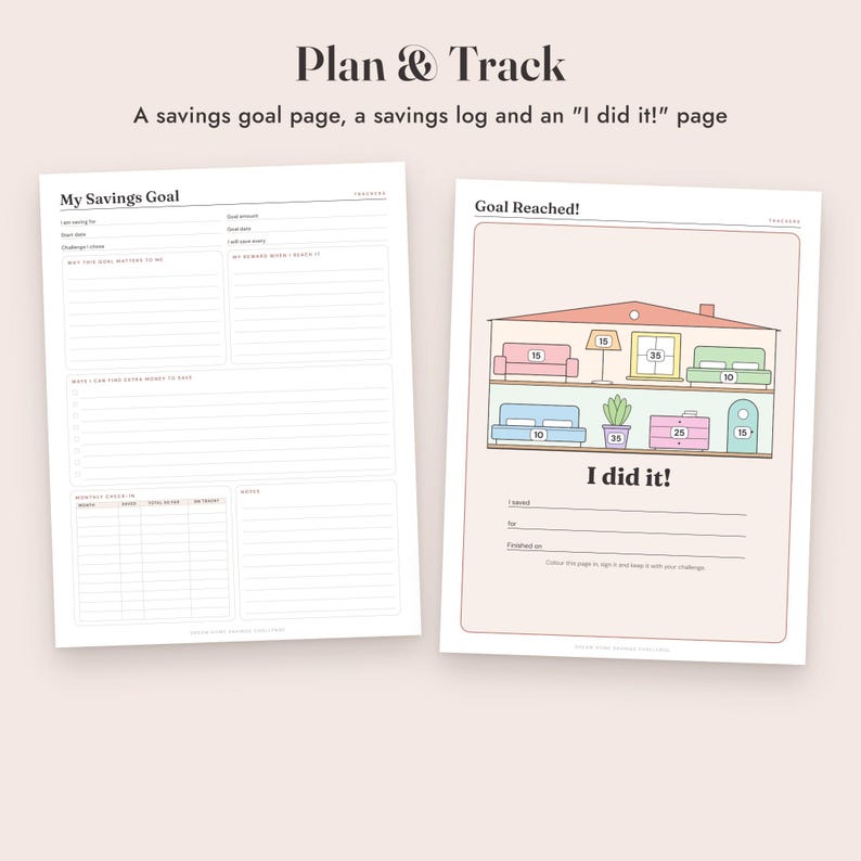 Savings Challenge Printable, Dream Home Color In Tracker, 500 to 10000, Letter A4 image 7
