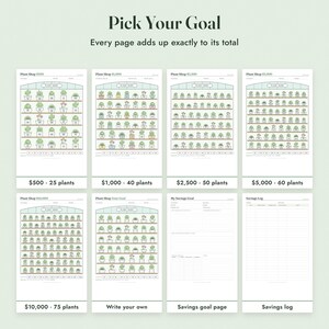 Savings Challenge Printable, Plant Shop Color In Tracker, 500 to 10000, Letter A4 image 3