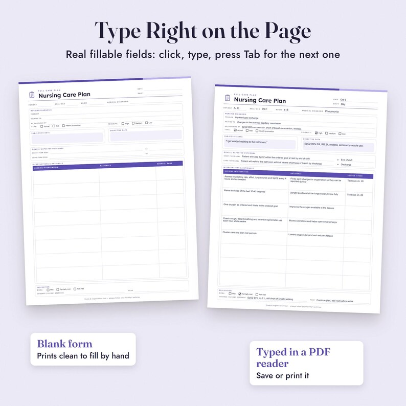 Nursing Care Plan Template, Fillable Student Care Plan, Concept Map, Nursing Diagnosis, SMART Goals Bild 4