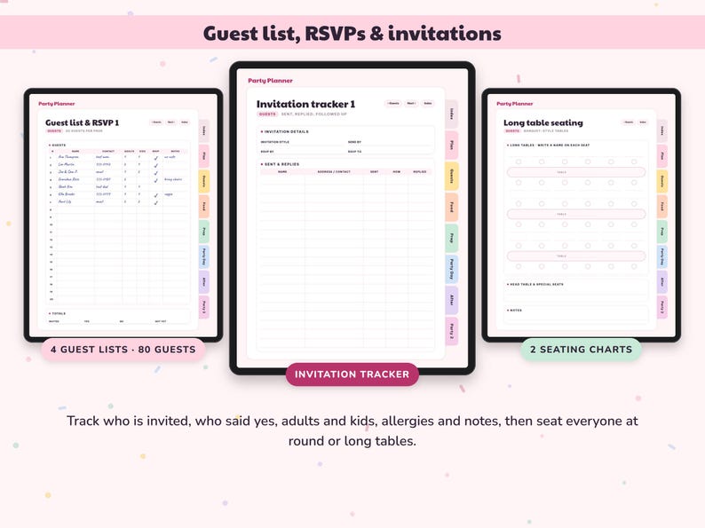 Party Planner Printable, Birthday Checklist, Guest List RSVP Tracker, Celebration Budget, Event Organizer Digital image 3