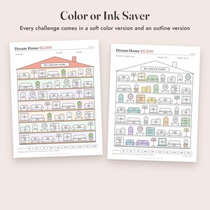 Savings Challenge Printable, Dream Home Color In Tracker, 500 to 10000, Letter A4 image 5