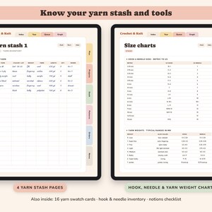Crochet Planner Printable, Knitting Project Tracker, Yarn Stash Inventory, Row Counter, Pattern Log, Digital image 4