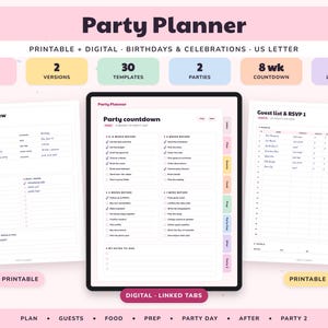 Party Planner Printable, Birthday Checklist, Guest List RSVP Tracker, Celebration Budget, Event Organizer Digital image 1