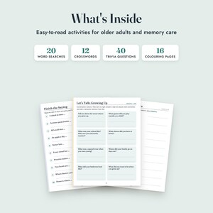 Senior Activities Printable, Large Print Word Search and Crossword, Dementia Activity Book, 104 Pages imagen 2
