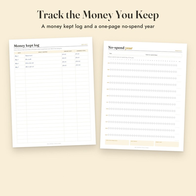 No Spend Challenge Printable, 30 Day, 52 Week, Monthly Color In Tracker, Letter A4 image 9