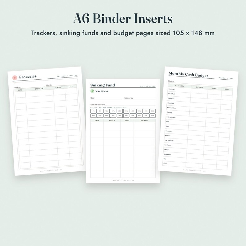 Cash Envelope Printable Kit, Fold and Glue Envelopes, A6 Budget Binder Inserts, Sinking Funds image 9