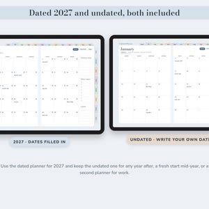 Digital Planner 2027 and Undated, Hyperlinked Daily Weekly Monthly Pages, Dusty Blue Landscape Journal image 2