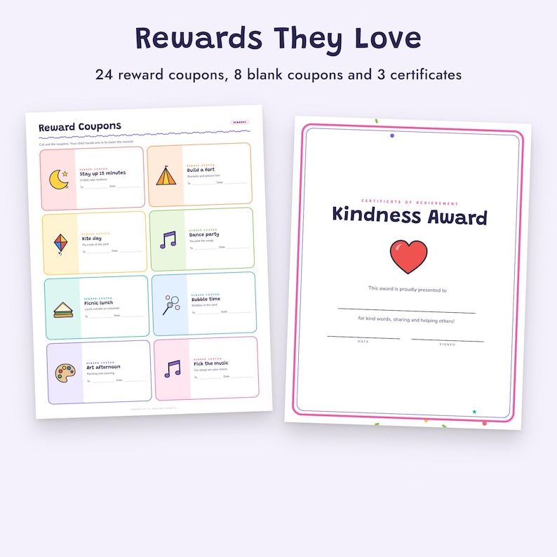 Behavior Chart for Kids, Sticker Chart, Token Board, Reward Coupons, Positive Behavior Printable image 8