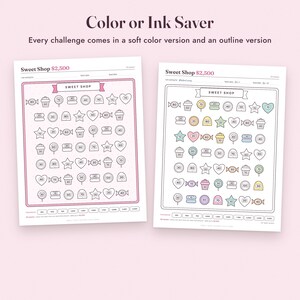 Savings Challenge Printable, Sweet Shop Candy Color In Tracker, 500 to 10000, Letter A4 image 5