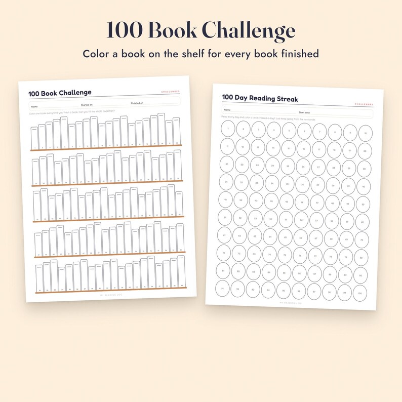 Reading Log for Kids Printable, Book Report Template, Bingo Challenge, 100 Book Tracker image 5