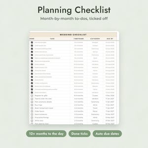Wedding Planner Spreadsheet Google Sheets, Guest List RSVP Tracker, Seating Chart, Checklist, Sage Design image 6