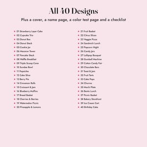 Livro de colorir simples e divertido: Doces Deliciosos, 40 páginas para imprimir, PDF com desenhos simples de comida para colorir imagem 10