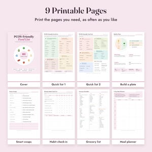 PCOS Food List Printable, PCOS Diet Grocery List, Meal Planner, Habit Tracker, Letter A4 Bild 3