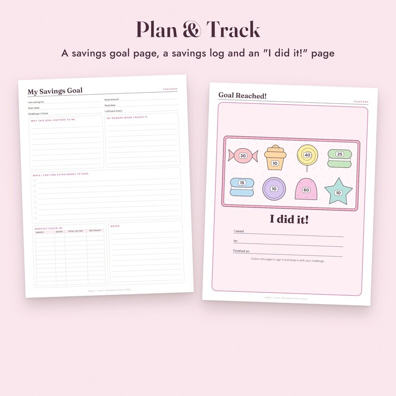 Savings Challenge Printable, Sweet Shop Candy Color In Tracker, 500 to 10000, Letter A4 image 7