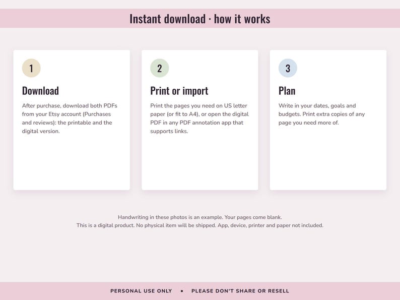 Printable Life Planner, Undated US Letter and Digital PDF, Goals, Budget, Health, Home Pages image 10