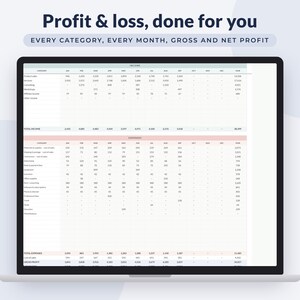 Small Business Bookkeeping Spreadsheet Google Sheets, Profit and Loss, Income Expense Tracker, Tax Estimate image 3