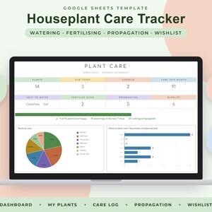 Houseplant Care Tracker Google Sheets, Plant Watering Schedule, Propagation Log, Wishlist, Collection Dashboard image 1
