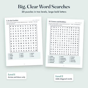 Senior Activities Printable, Large Print Word Search and Crossword, Dementia Activity Book, 104 Pages imagen 4