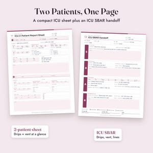 Nurse Report Sheet ICU, Fillable Critical Care Brain Sheet, Drips, Flowsheet, SBAR, Letter A4 image 6