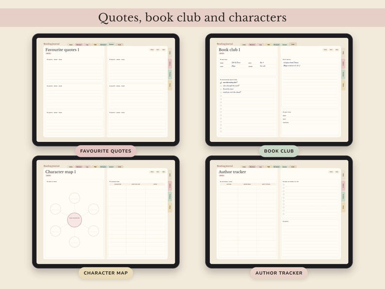 Digital Reading Journal, Hyperlinked Book Tracker with Review Pages, TBR List and Yearly Challenge image 6