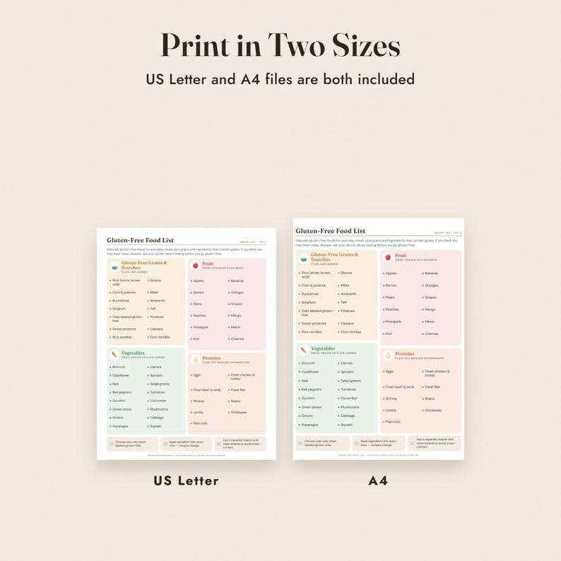 Gluten Free Food List Printable, Celiac Grocery List, Label Guide, Meal Planner, Letter A4 image 9