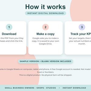 Small Business KPI Dashboard Google Sheets, Monthly Targets Tracker, Sales Metrics Scorecard image 8