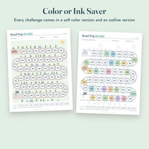 Savings Challenge Printable, Road Trip Map Color In Tracker, 500 to 10000, Letter A4 imagen 5