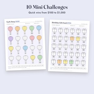 Savings Challenge Printable Bundle, 35 Color In Money Trackers, Mini Challenges, A6 Letter A4 image 5