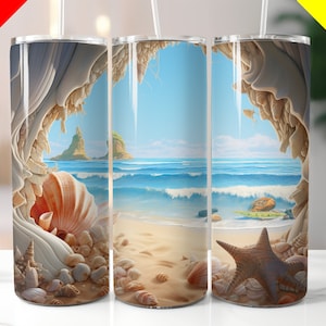 3D Sea Shell Tumbler 20oz Tumbler Wrap Tumbler Wrap Designs Tumbler Wrap PNG Tumbler Straight PNG Sublimation Designs Starfish Tumbler
