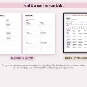 Printable Life Planner, Undated US Letter and Digital PDF, Goals, Budget, Health, Home Pages image 9