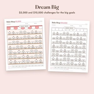 Savings Challenge Printable, Bake Shop Color In Tracker, 500 to 10000, Letter A4 image 6
