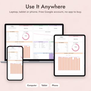 Fitness Planner Google Sheets, Weight Loss Journey Tracker, Calorie and Workout Log, Body Measurements bild 9
