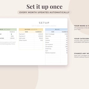 Simple Budget Spreadsheet for Google Sheets, Monthly Paycheck Planner, Biweekly Weekly Expense Tracker Template image 6