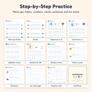 Handwriting Practice Workbook, Letter Tracing A-Z, Numbers 0-20, Preschool Kindergarten Printable image 3