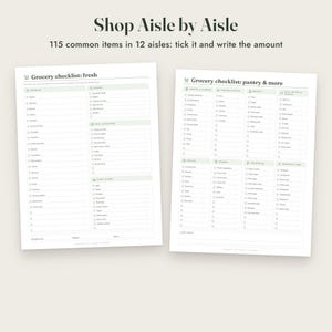 Grocery List Printable, Meal Planner, Pantry Inventory, Aisle Checklist, 3 Colours, Letter A4 imagen 4