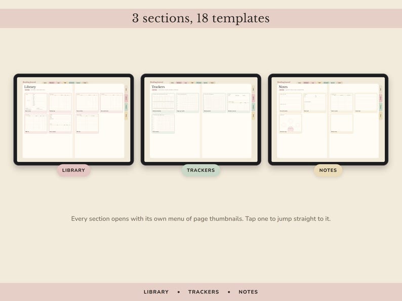 Digital Reading Journal, Hyperlinked Book Tracker with Review Pages, TBR List and Yearly Challenge image 8
