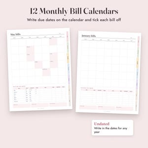 Bill Tracker Printable, Monthly Payment Calendar, Annual Checklist, Autopay Log, Due Dates, Letter A4 image 4