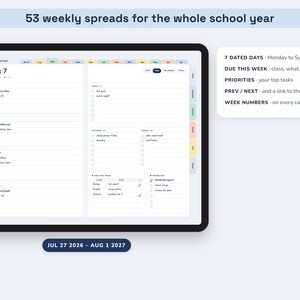 Academic Planner 2026 2027, Hyperlinked Digital Student Agenda with Assignment Tracker and GPA Calculator image 2