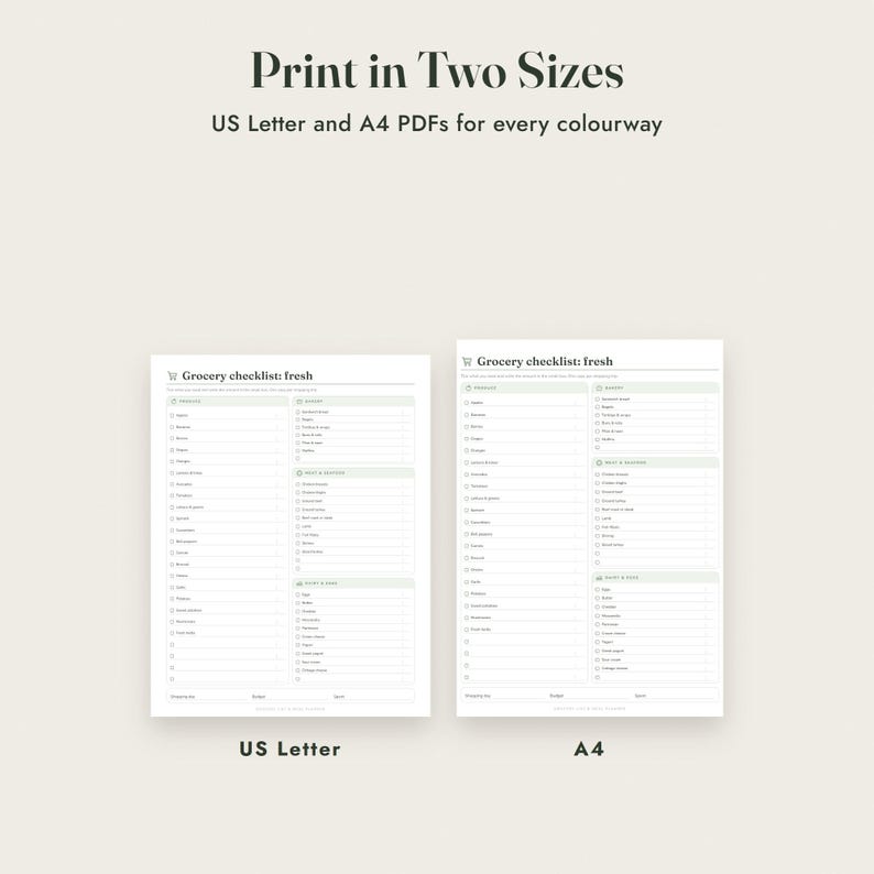 Grocery List Printable, Meal Planner, Pantry Inventory, Aisle Checklist, 3 Colours, Letter A4 imagen 9