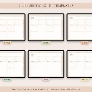 Undated Digital Planner, Hyperlinked Daily Weekly Monthly Pages, Boho Landscape Journal with Habit Tracker image 8
