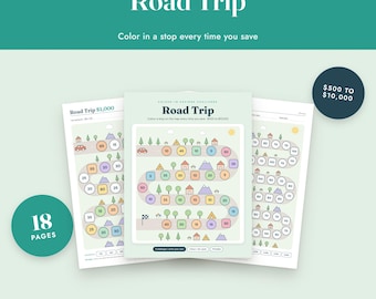 Savings Challenge Printable, Road Trip Map Color In Tracker, 500 to 10000, Letter A4