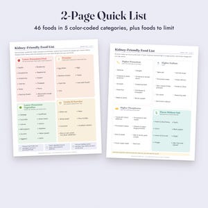 Kidney Diet Food List Printable, CKD Low Potassium Foods, Grocery List, Letter A4 image 4
