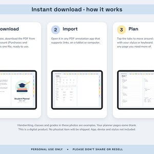 Academic Planner 2026 2027, Hyperlinked Digital Student Agenda with Assignment Tracker and GPA Calculator image 9