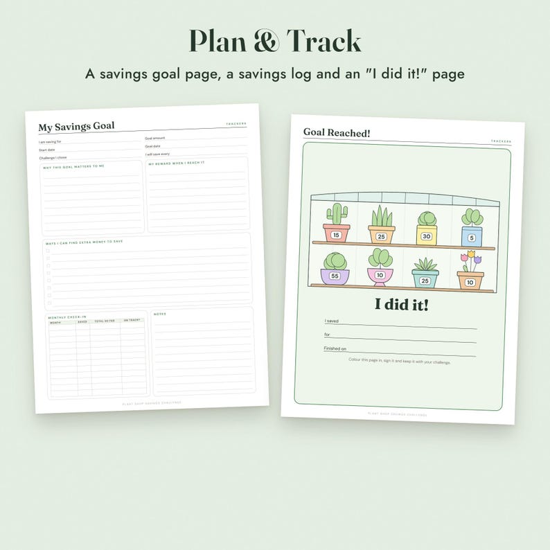 Savings Challenge Printable, Plant Shop Color In Tracker, 500 to 10000, Letter A4 image 7
