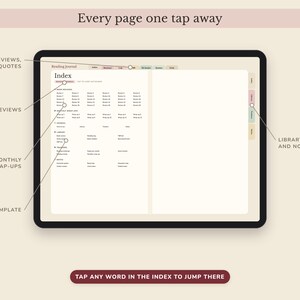 Digital Reading Journal, Hyperlinked Book Tracker with Review Pages, TBR List and Yearly Challenge image 7