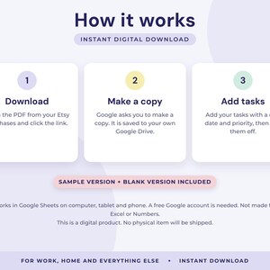 To Do List Google Sheets, Task Tracker Spreadsheet, Daily and Weekly Planner, Project Progress image 6